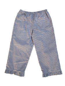 Navy Gingham Girls Ruffle Pants with Pockets
