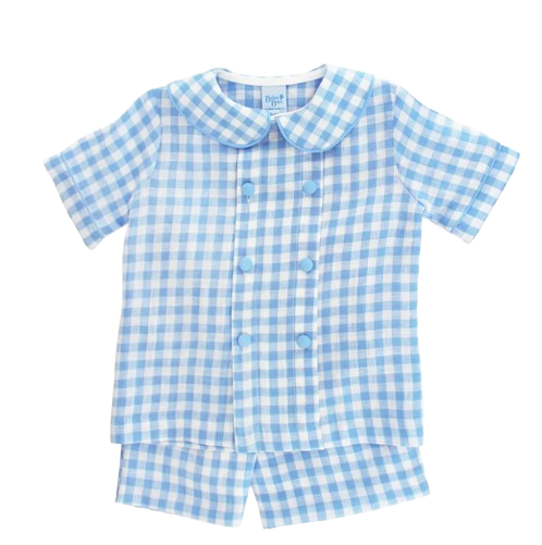 Sky Linen Gingham- Dressy Short Set