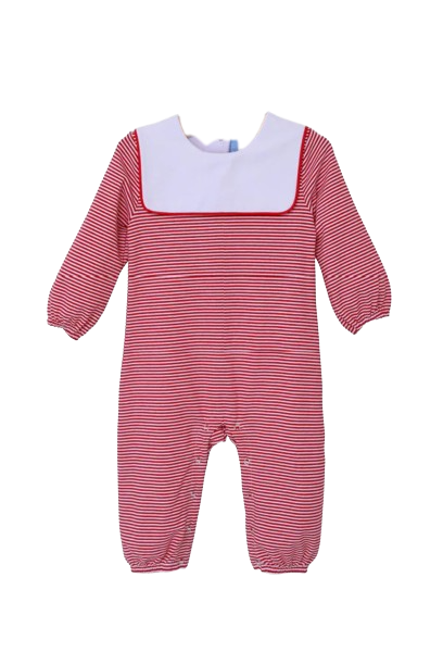 Miller Long Sleeve Romper Light Blue Stripe