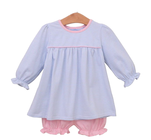 Ellie Bloomer Set - Light Blue Stripe/Light Pink