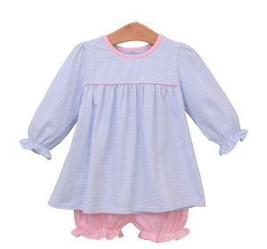 Ellie Bloomer Set - Light Blue Stripe/Light Pink