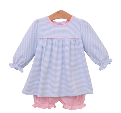 Ellie Bloomer Set - Light Blue Stripe/Light Pink