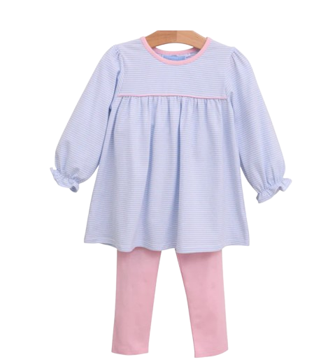 Ellie Pants Set - Light Blue Stripe/Light Pink