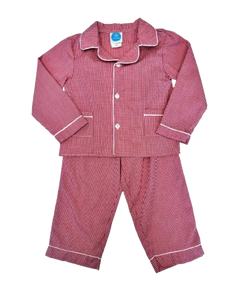 Red Gingham Button Up PJ Pant Set