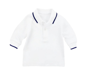 Long Sleeve Polo With Navy Tipping