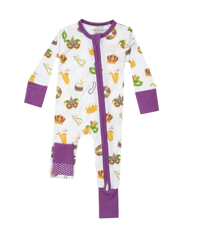 2 Way Zipper Romper - Mardi Gras