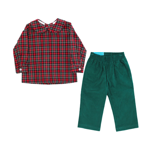 PLAID SHIRT, CLOVERCORD PANTS SET