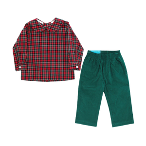 PLAID SHIRT, CLOVERCORD PANTS SET