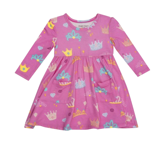 Twirly L/S Dress - Princess Crowns