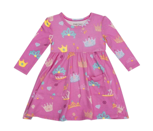 Twirly L/S Dress - Princess Crowns