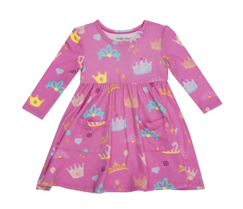 Twirly L/S Dress - Princess Crowns