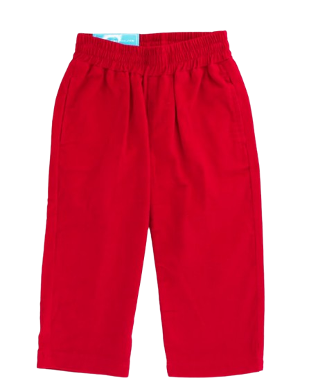 Charlie Pull on Pant - Red Corduroy