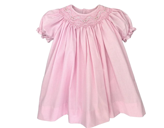 Bishop Zig Zag Smocked Dress - Pink