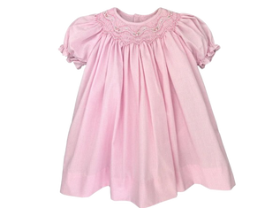 Bishop Zig Zag Smocked Dress - Pink