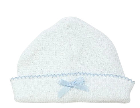 Knit Saylor Beanie - Blue With Bow