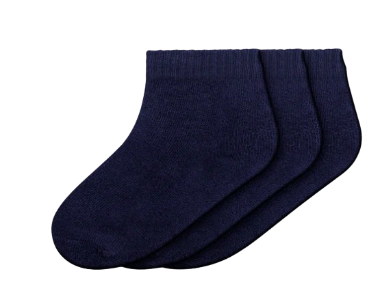 3 Pair Athletic Anklet Socks -Navy