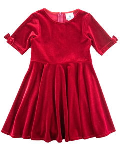 Stretch Velvet Dress With Sleeve Bows