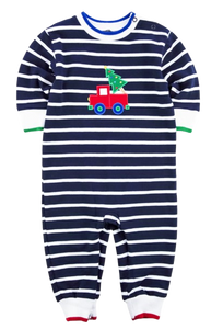 Stripe Knit Longall With Truck & Tree