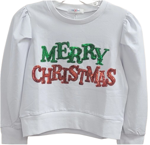 Lily - Christmas Puff Long Sleeve Shirt - White