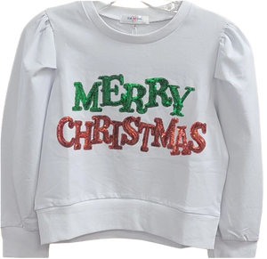 Lily - Christmas Puff Long Sleeve Shirt - White