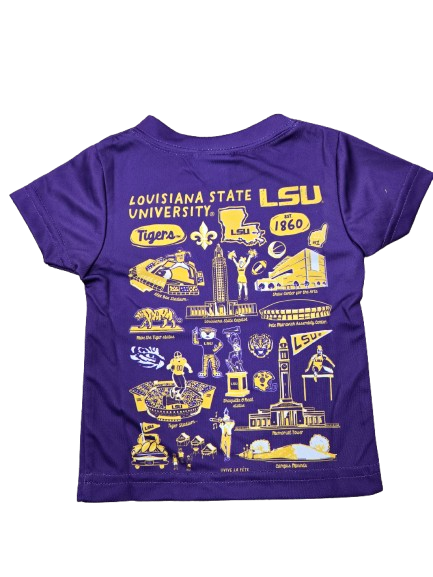 Short Sleeve T-Shirt LSU Tigers Hand Sketched - Purple