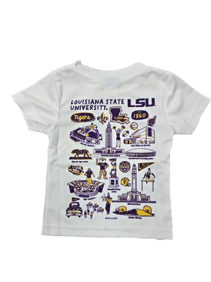 Short Sleeve T-Shirt LSU Tigers Hand Sketched - White