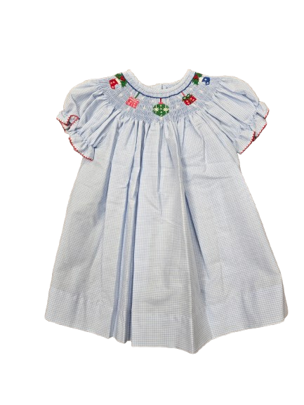 Christmas Ornament and Gift Smocked Light Blue Dress