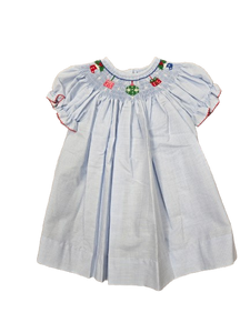 Christmas Ornament and Gift Smocked Light Blue Dress