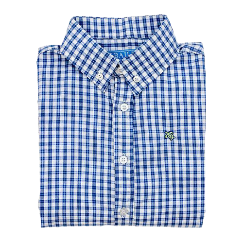 Boys Long Sleeve Oxford Blue Windowpane