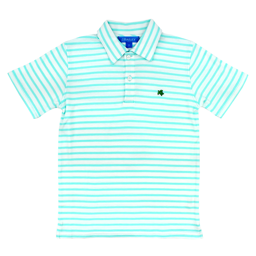 Short Sleeve Polo, Seaglass/White