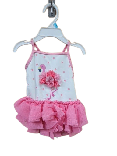 Girls Pink Swin Suit, Flamingo