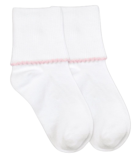 Jefferies Socks Smooth Toe Tatted Edge Turn Cuff Socks 1 Pair Pink Trim