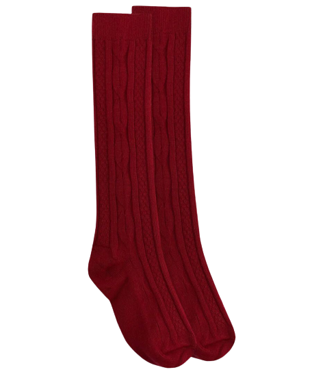 Jefferies Socks School Uniform Acrylic Cable Knee High Socks - Red