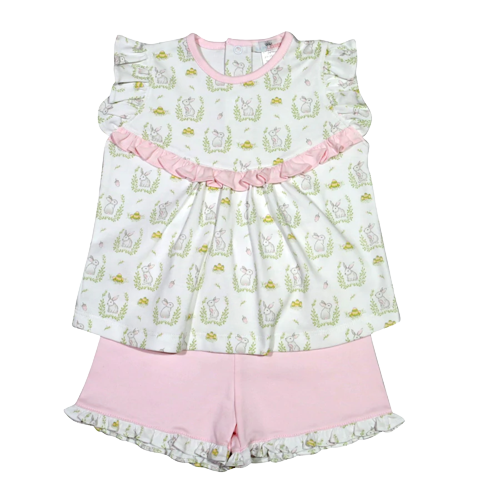 Pink Bunnies Pima Short Set