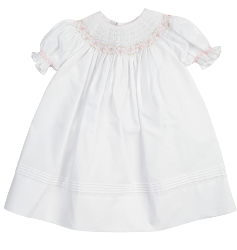 Girls Ruffle Sleeve Bishop Smocked Dress