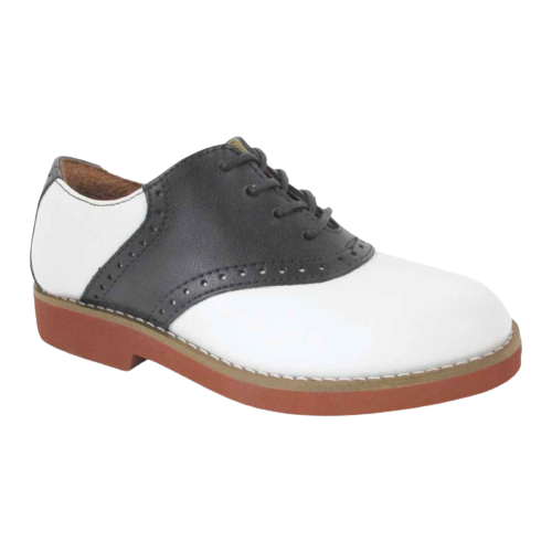 Upper Class White Black Saddle Oxford Youth Adult 7300BK Haase Shoe Store and Young Folks Shop