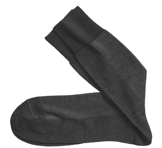 Herringbone Panel Sock Black